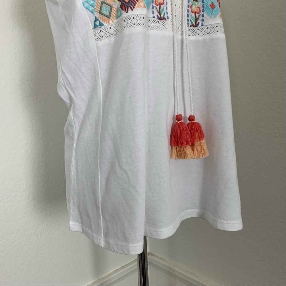 NWT J. Jill Embroidered Floral Tank Top Womens XS Tassel Modal Colorful Shirt - Picture 9 of 14